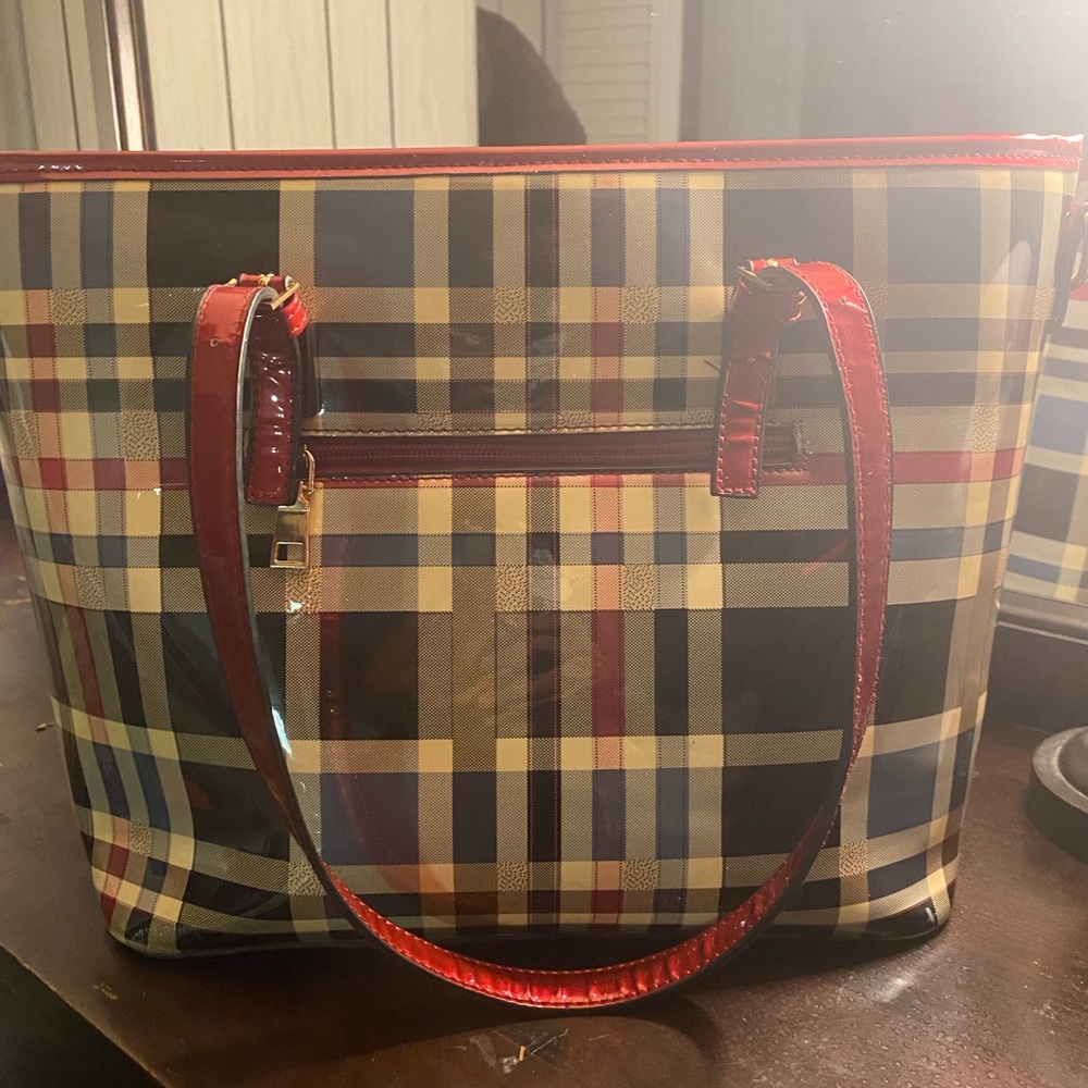 Designer plaid purse